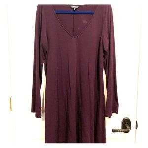 Plum long sleeve shirt dress